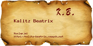 Kalitz Beatrix névjegykártya